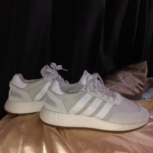 Adidas grey and white running shoes